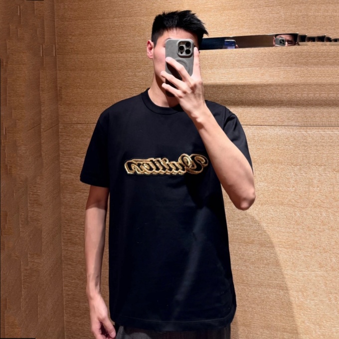 lv louis vuitton sequin signature crew neck short sleeve t-shirt